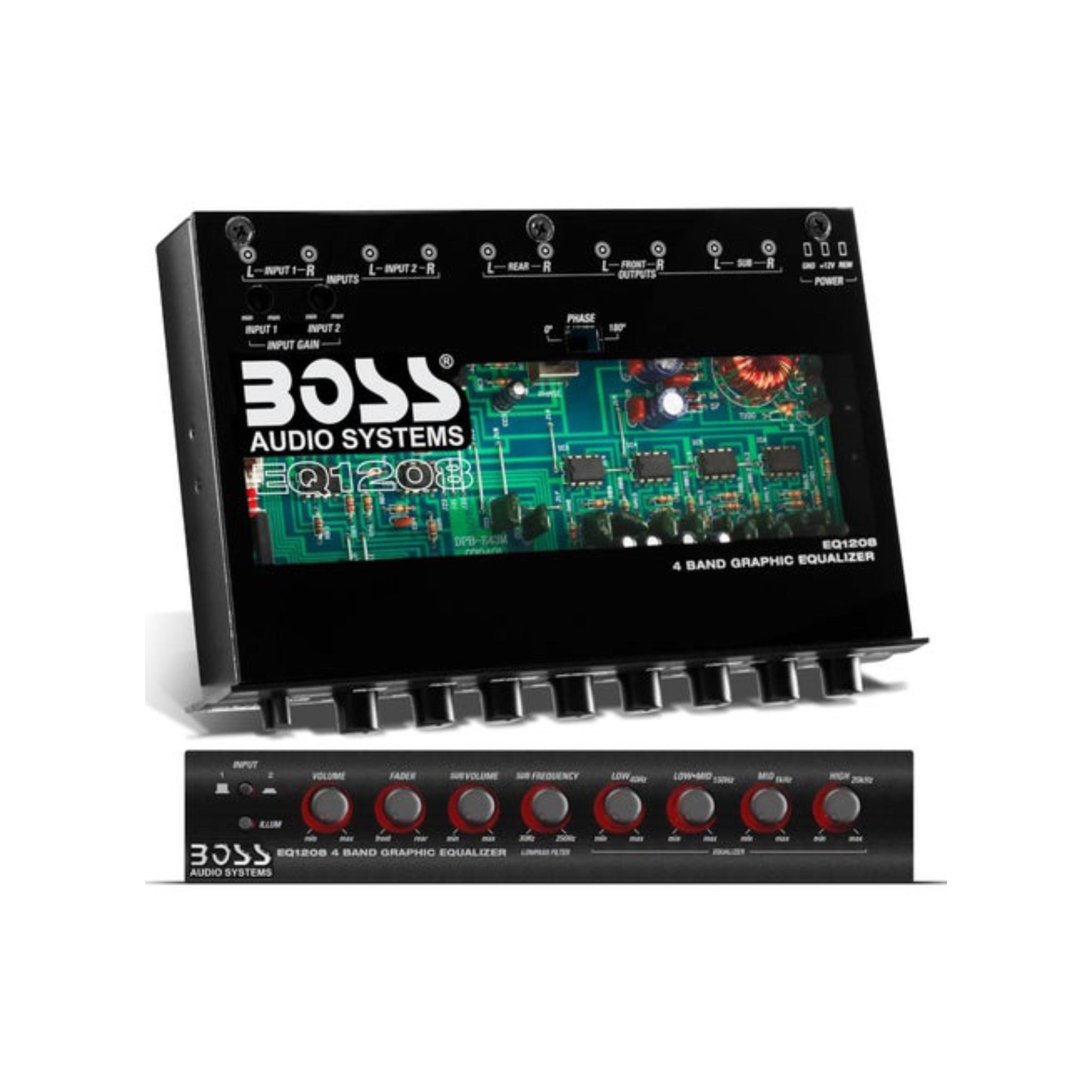Boss Audio EQ1208 4 Band Amplified Equalizer with Subwoofer Control