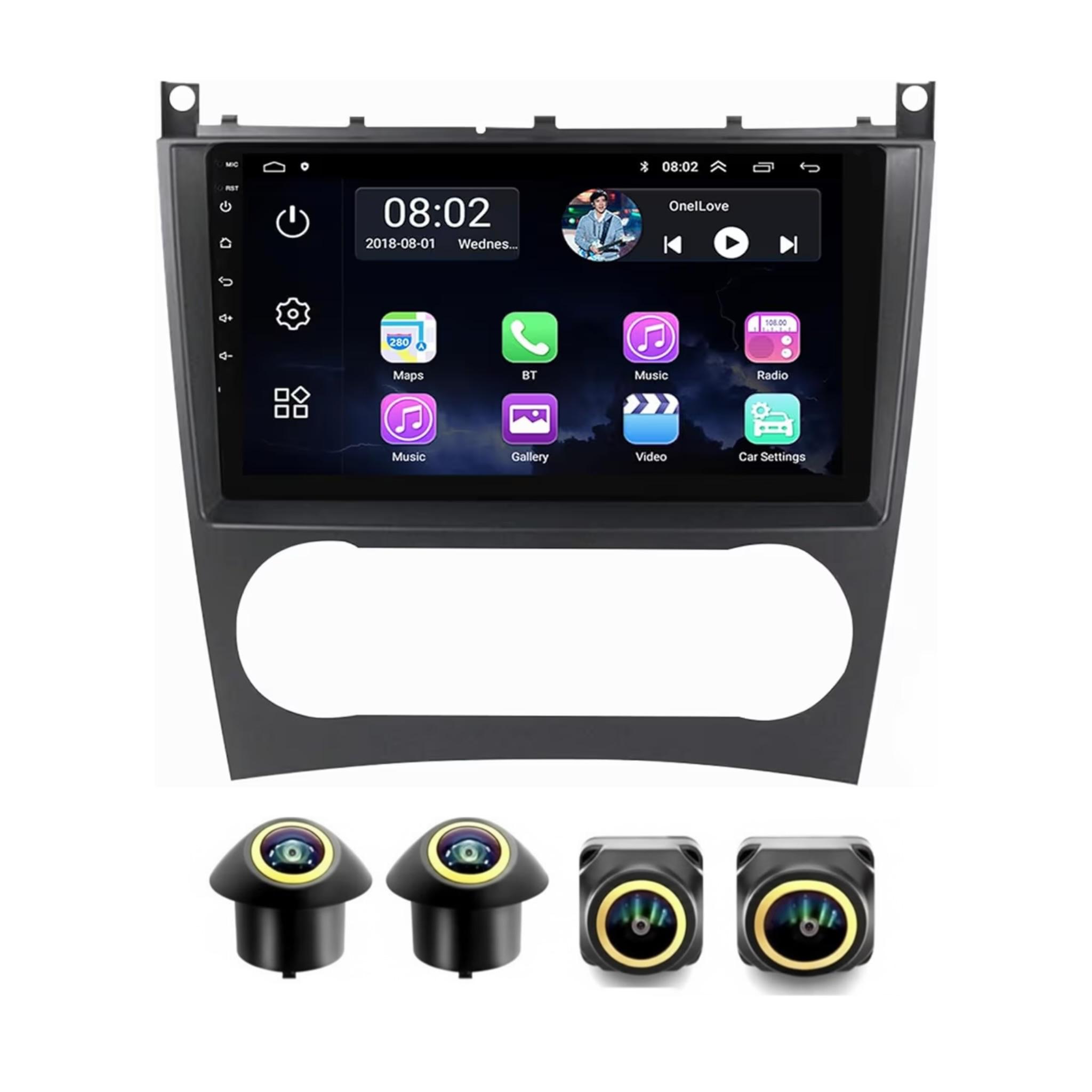 Android Car Stereo for Mercedes-Benz C-Class W203 W209 C180 C200 Cl203 C209 A209 2004-2011 9 Inch IPS.QLED Touch Screen with AHD Camera Included - Image 2