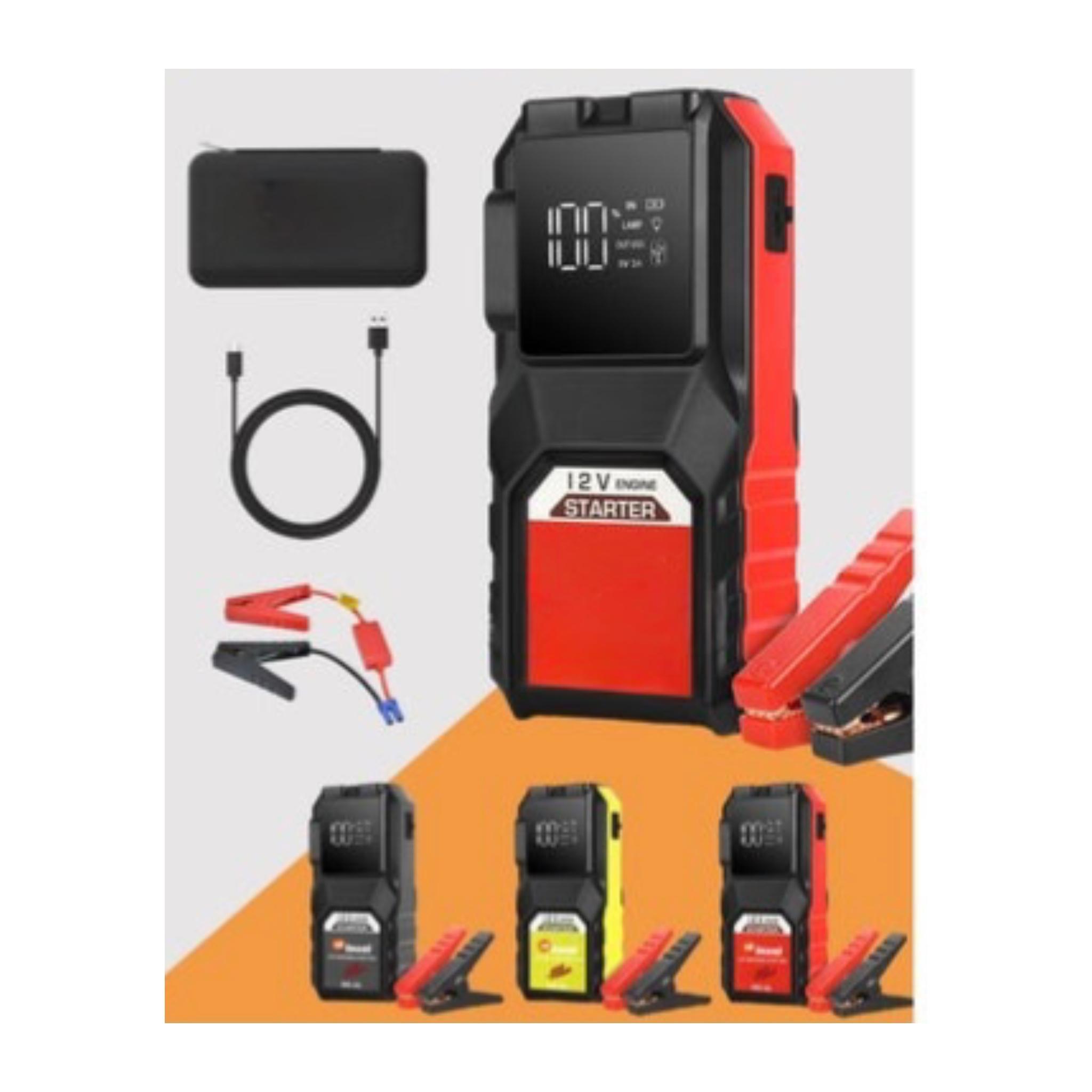 MX-01 Car Jump Starter, 12V 6000mAh, 3-in-1 Portable Power Bank with LED Light, Black and Red