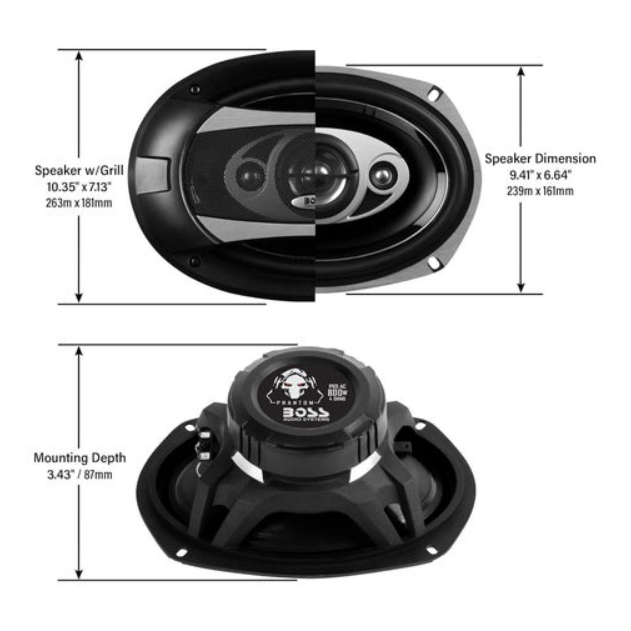 BOSS Audio Systems P69.4C Phantom Series 6 x 9 Inch Car Door Speakers - 800 Watts (Pair), 4 Way, Coaxial, Sold in Pairs, Hook Up to Stereo and Amplifier - Image 2