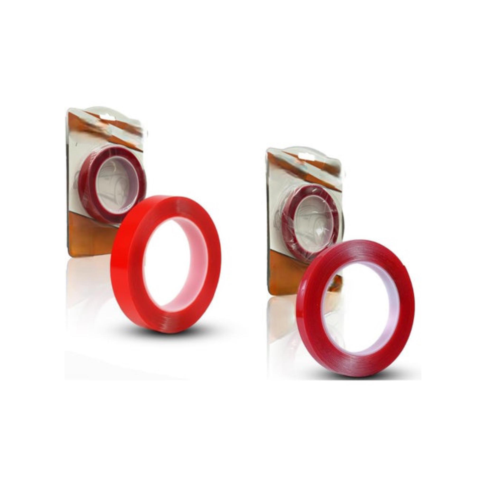 Double Sided Tape, Red Adhesive, 10mm Width, 5M Length, HB01M Model, Strong Mounting Tape