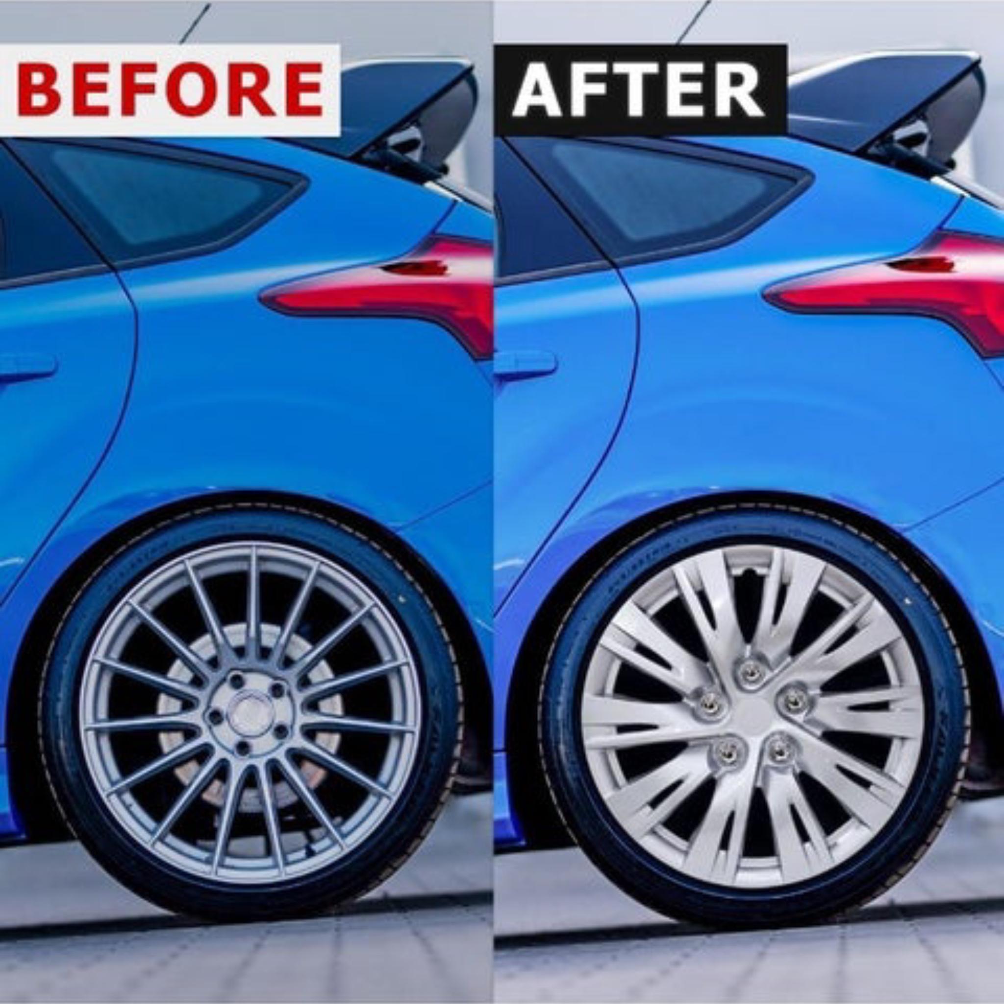 Wheel Covers Hub Caps, Silver Finish, Set of 4, Modern Spoke Design - Image 2