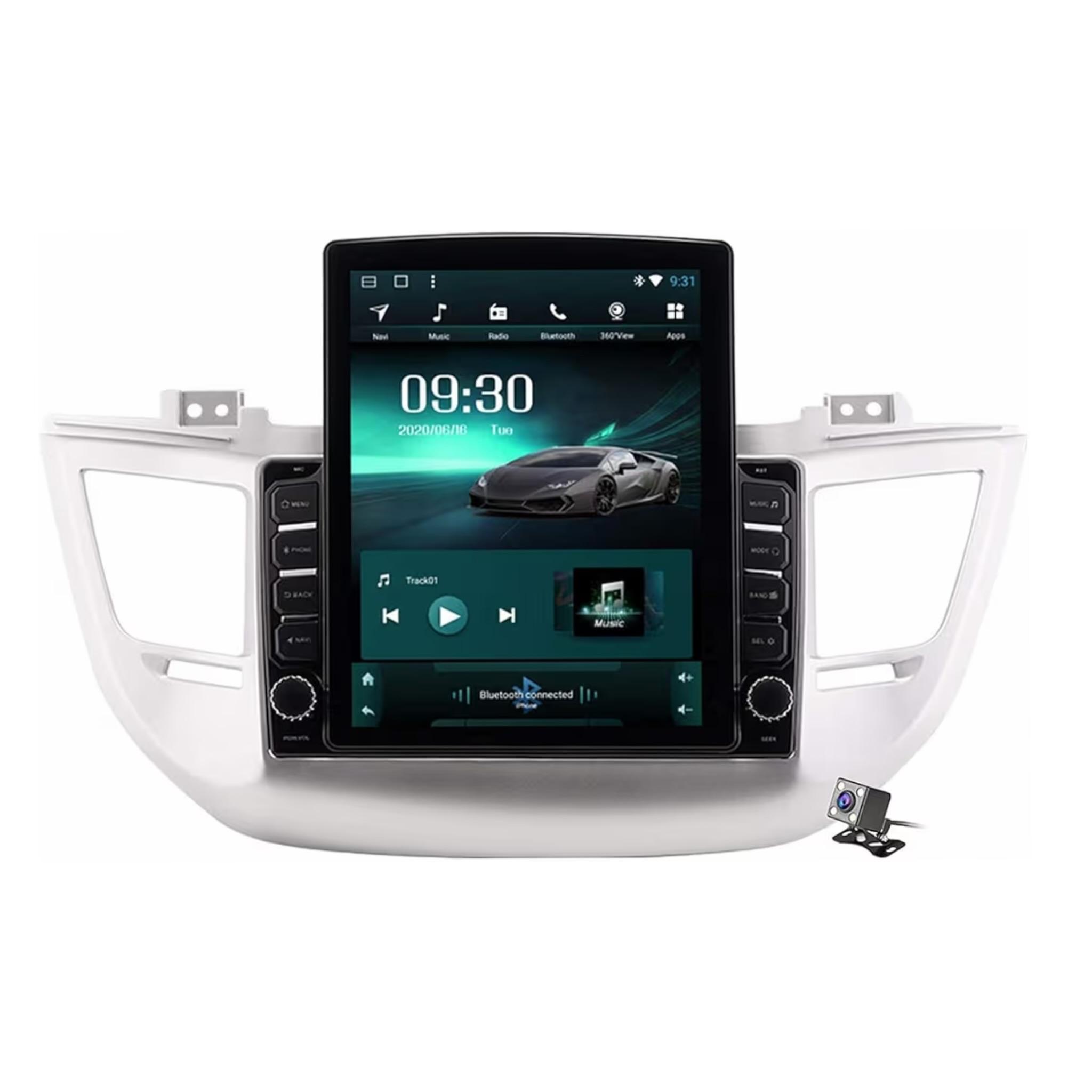 Android Tesla style Vertical Screen for Hyundai Tucson IX35 2014-2018 9.7 Inch IPS.QLED Touch Screen with AHD Camera Included