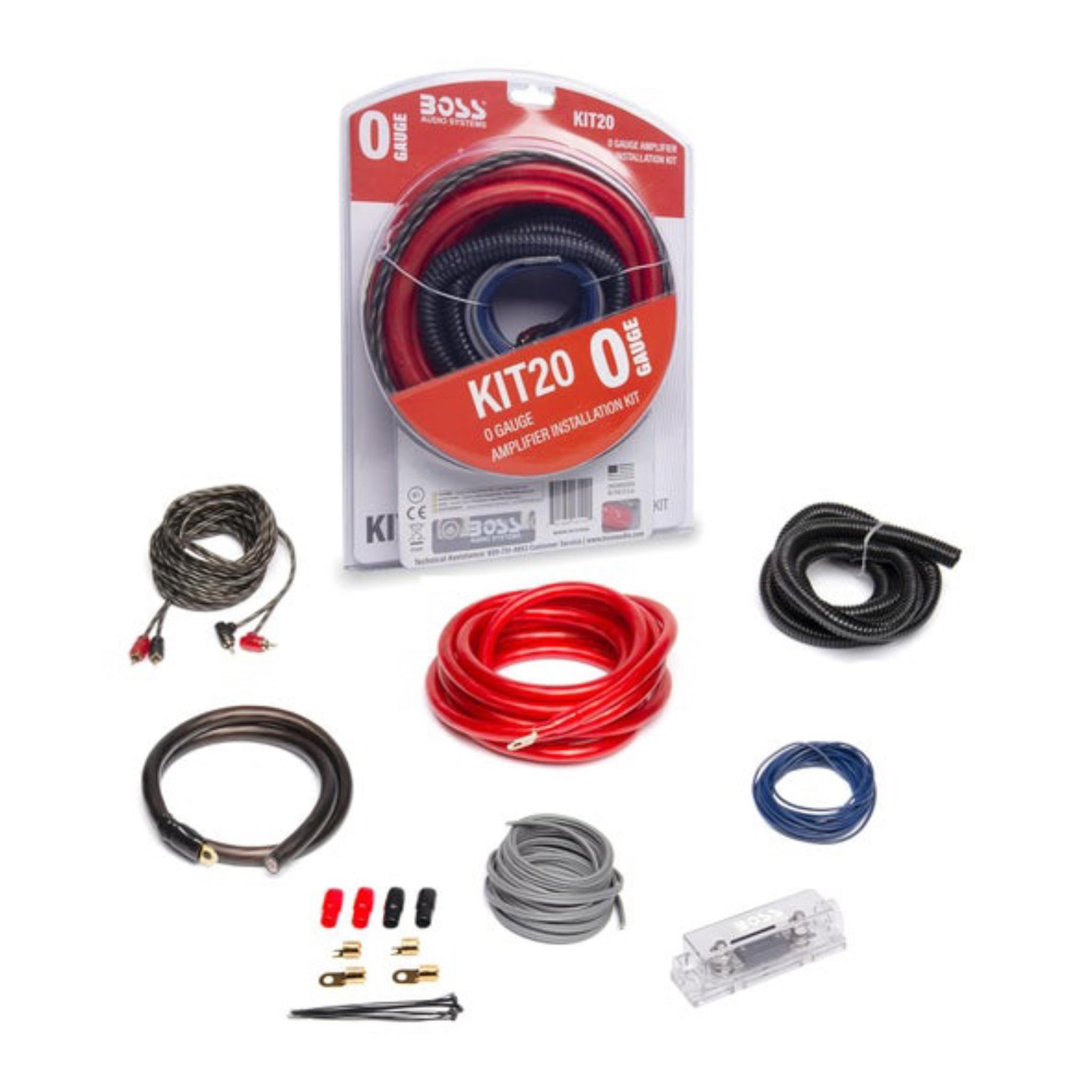 BOSS KIT20 0 Gauge Amplifier Installation Wiring Kit - it Helps You Make Connections and Brings Power To Your Radio, Subwoofers and Speakers