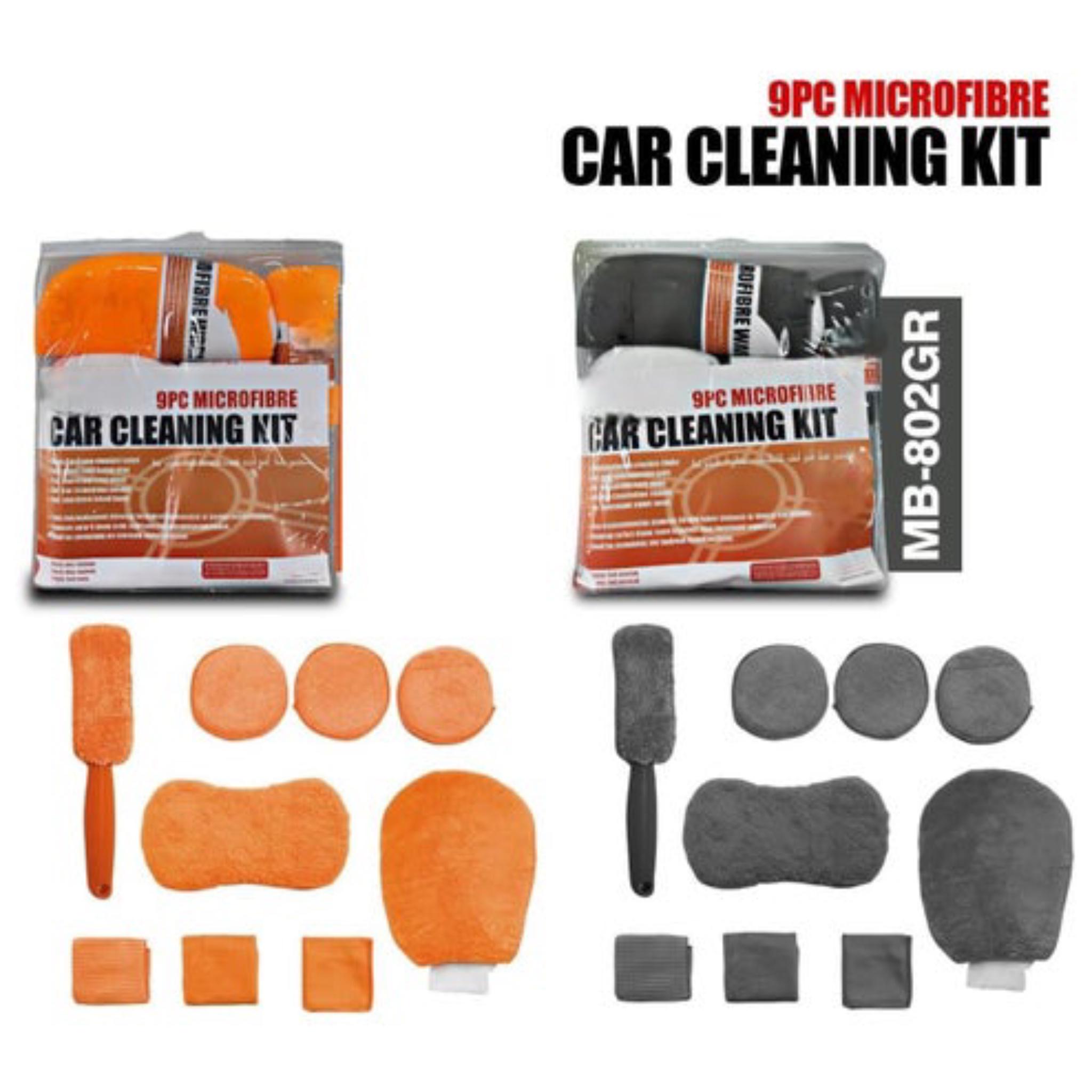Microfibre Car Cleaning Kit, Professional Auto Detailing Set with Orange and Grey Cloths, Multi-Purpose Vehicle Washing and Polishing Tools - Image 2