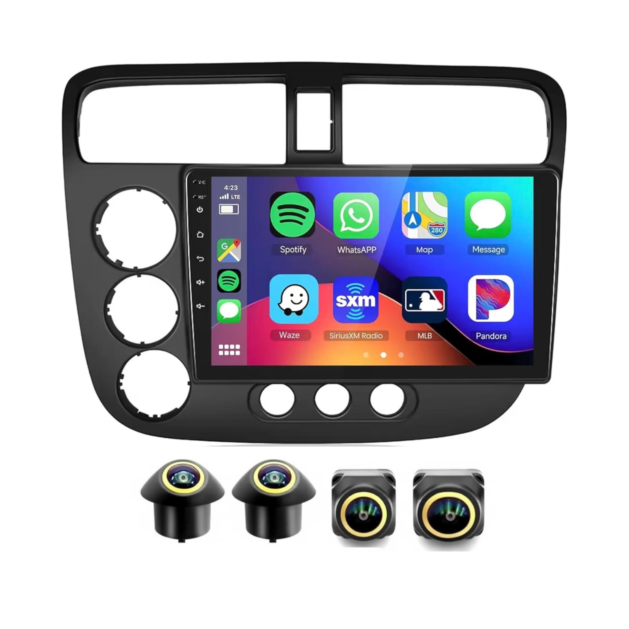 Android Car Stereo for Honda Civic 2001-2005 9 Inch IPS.QLED Touch Screen with AHD Camera Included - Image 2