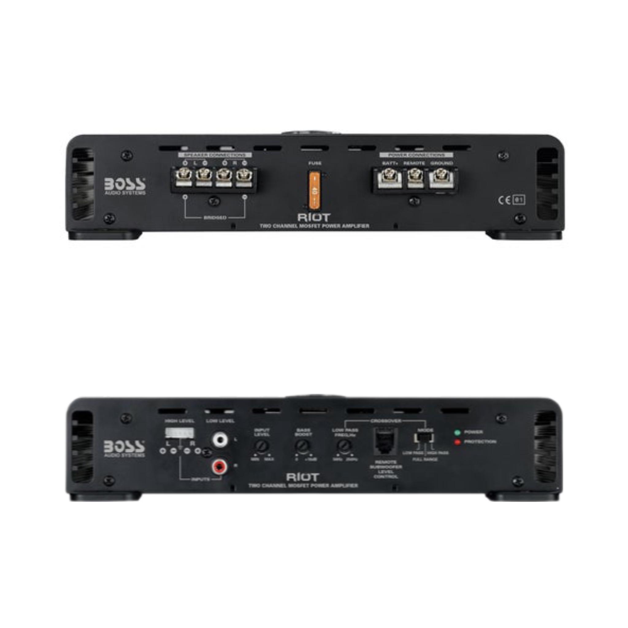 Boss Car Audio Stereo Amplifier R4002 Riot Series – 800 High Output, 2 Channel, Class A-B, 2,4 Ohm, Full Range, Bridgeable, Subwoofer - Image 2