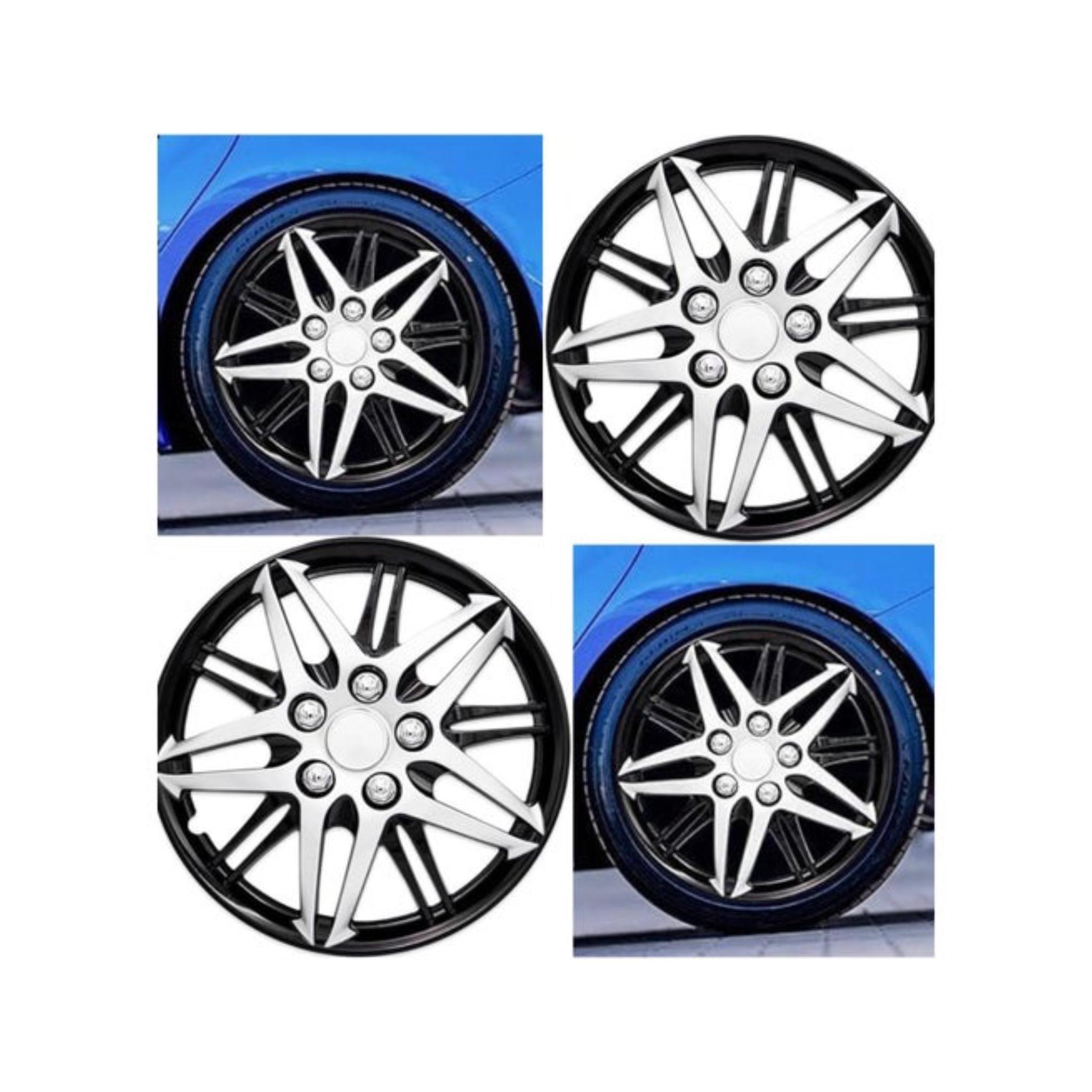 Wheel Covers, Black and Silver Sport Design, Set of 4