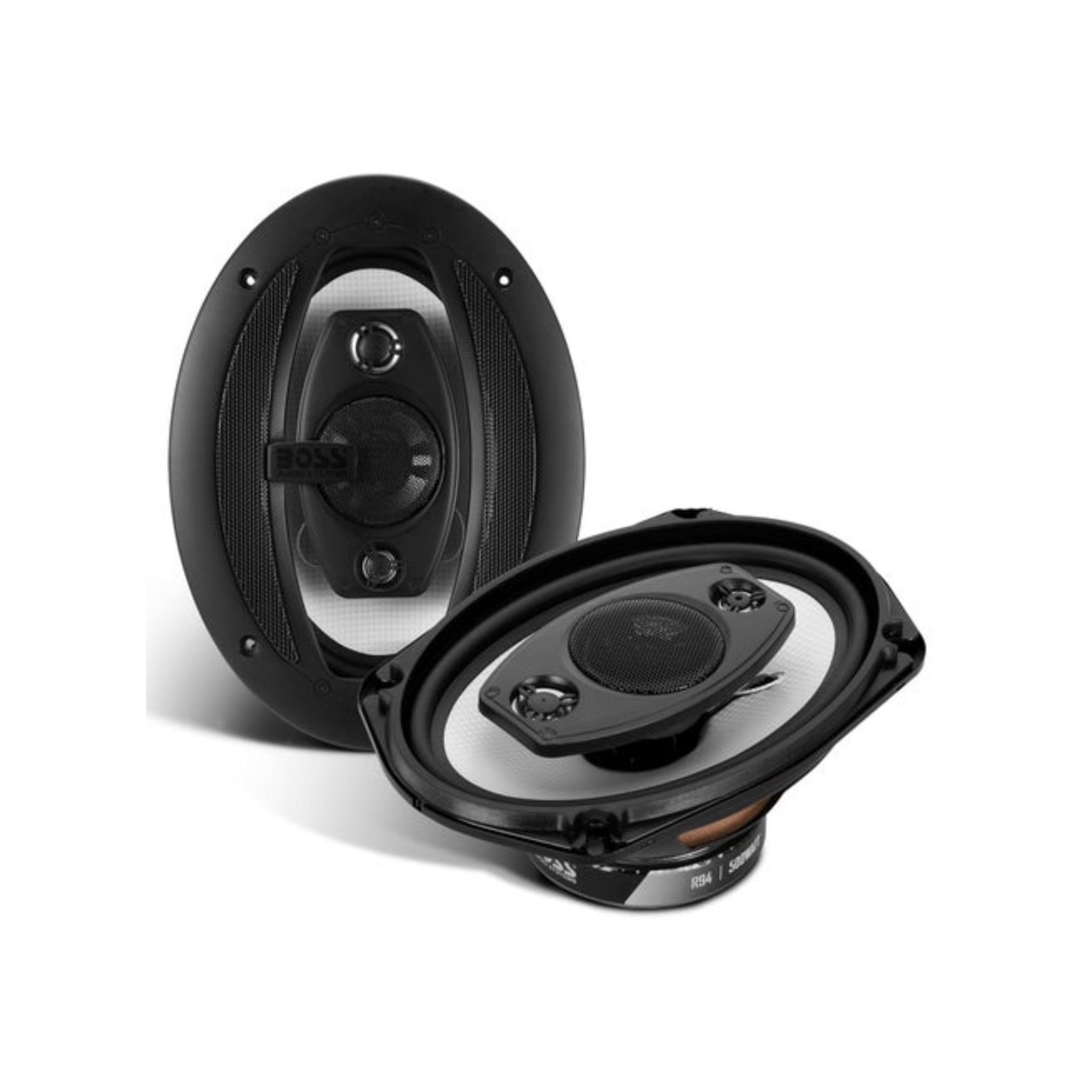 Boss Riot Series Car Stereo Door Speakers - 500 Watts Max, 4 Way, Tweeters, Coaxial,Black, 6 x 9 Inch, R94