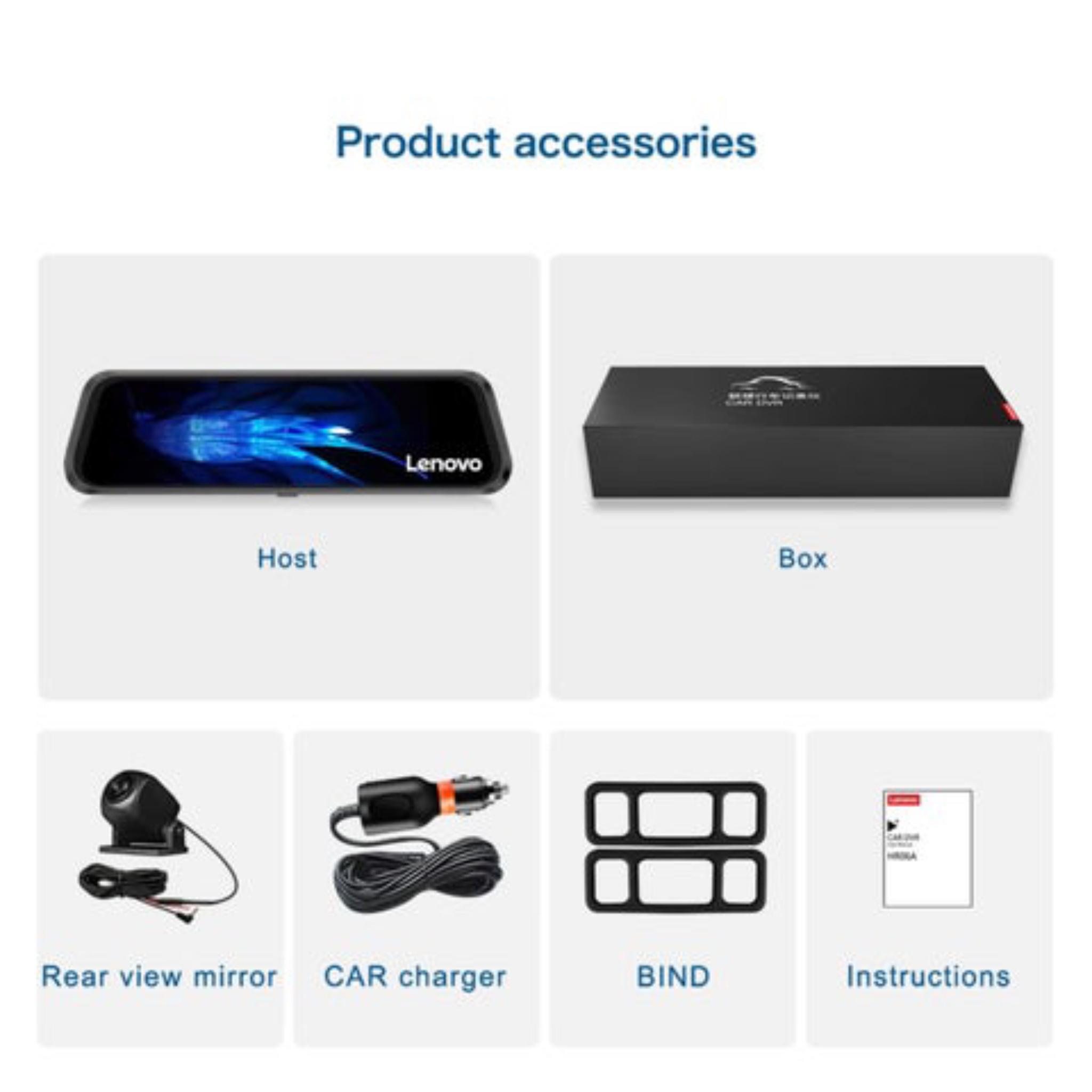 Lenovo HR06A Mirror Dash Cam, Backup Camera 9.66 Inch, 1080P Cam Touch Screen Rearview Dual Lens, Waterproof - Image 2